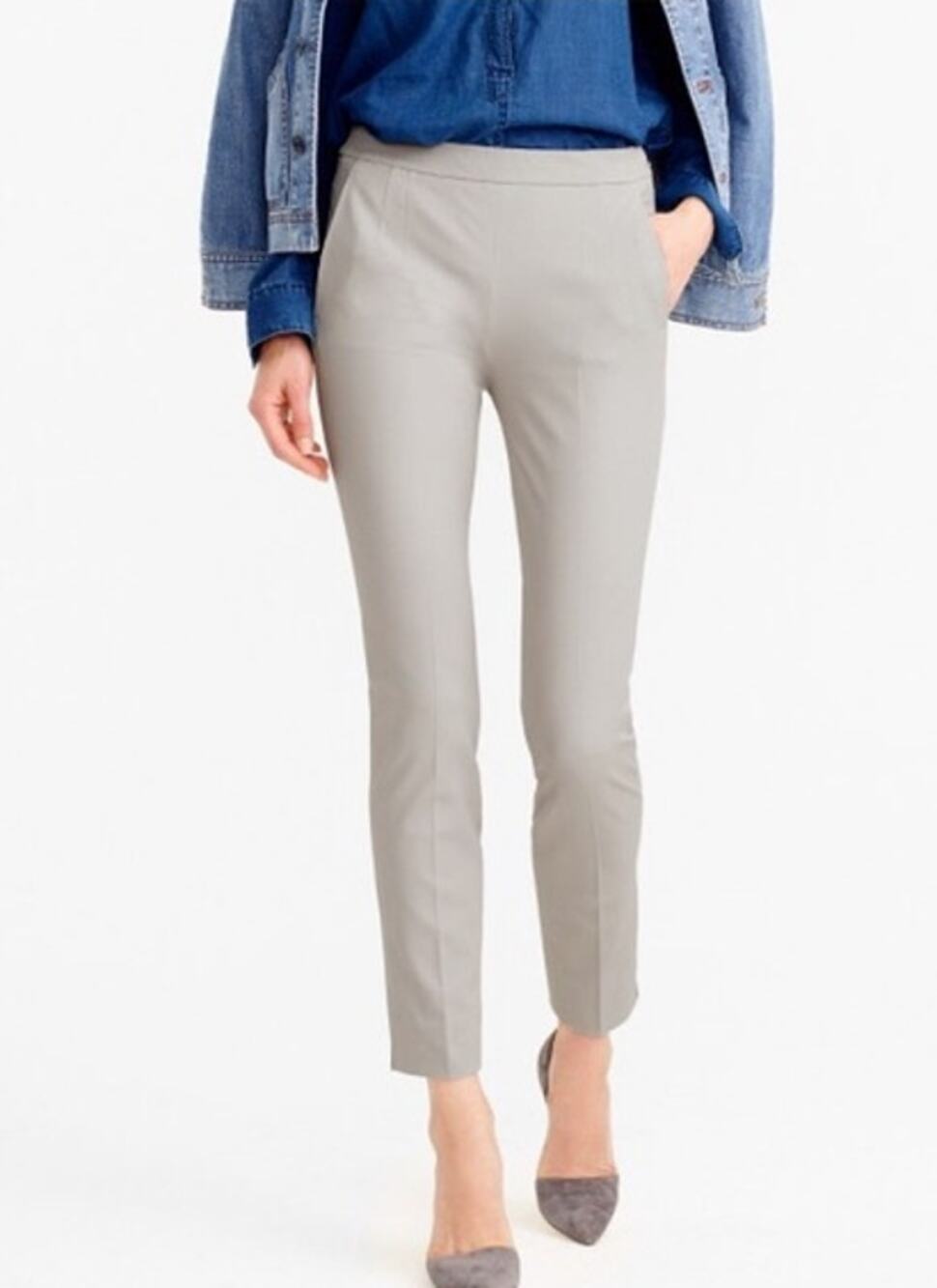 NWT J.Crew Martie Bi Stretch Cotton Pants Gray Slim Ankle Office Work Trousers 4